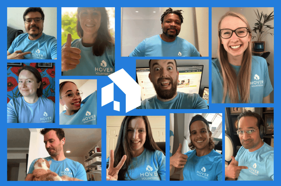 People wearing blue shirts